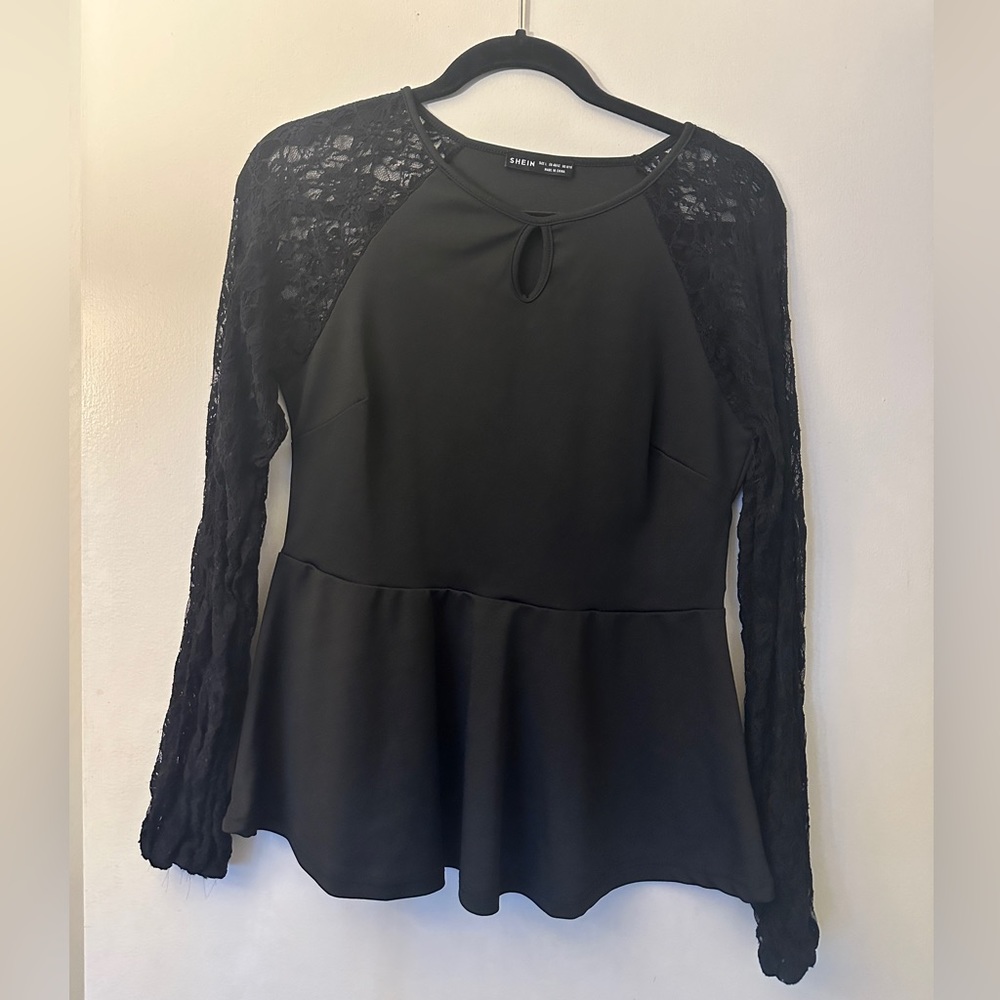 Black lace long sleeve blouse